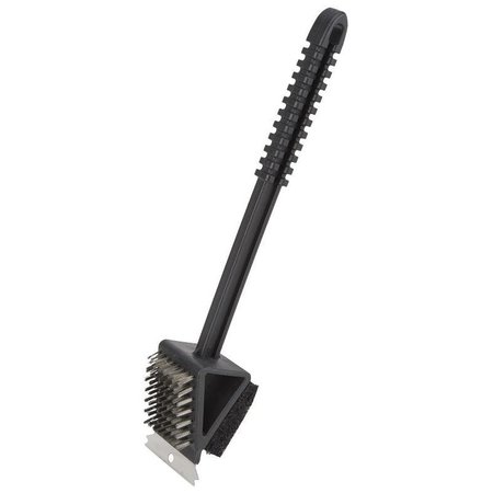 OMAHA TwoWay Grill Brush Scrubber, 238 in L Brush, 214 in W Brush, Stainless Steel Bristle, 14 in L BBQ-37126